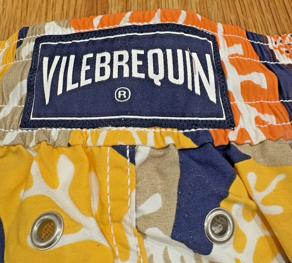 NWT VILEBREQUIN Swim Trunks Men's XXL-2XL Moorea Shorts Blue Orange Drawstring - Picture 7 of 16